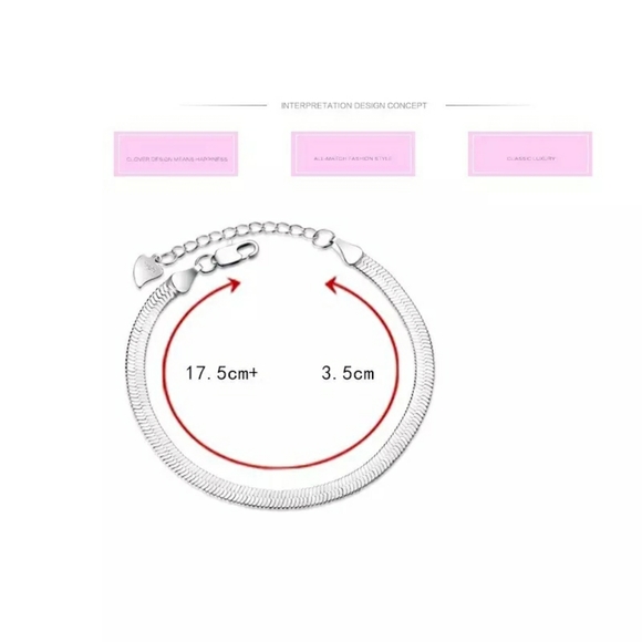 NEW S925 Flat Double Layer Snake Chain Bracelet - Picture 6 of 10